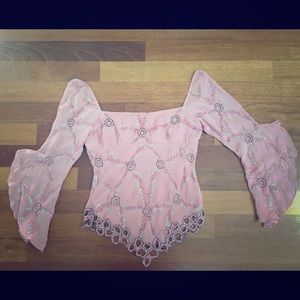 Beautiful pink beaded blouse by Aftershock. EUC